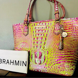 Brahmin Medium Asher Tote Sweetener Croc Embossed Leather Shoulder Bag NWT